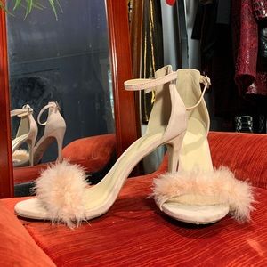 Light Pink Fluffy Open Toe Heels
